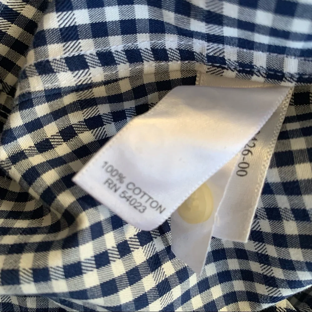 BANANA REPUBLIC Slim Fit Oxford Shirt Checks Navy & White Non Iron 17-17 1/2 XL